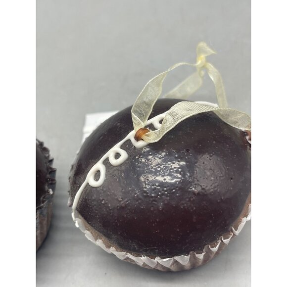 Kurt Adler sweets Christmas cup cake ornaments set of 2 squishy brown READ NEW - Picture 4 of 7